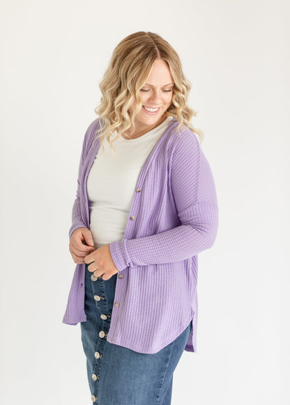 Renley Waffle Knit Button Up Top - FINAL SALE