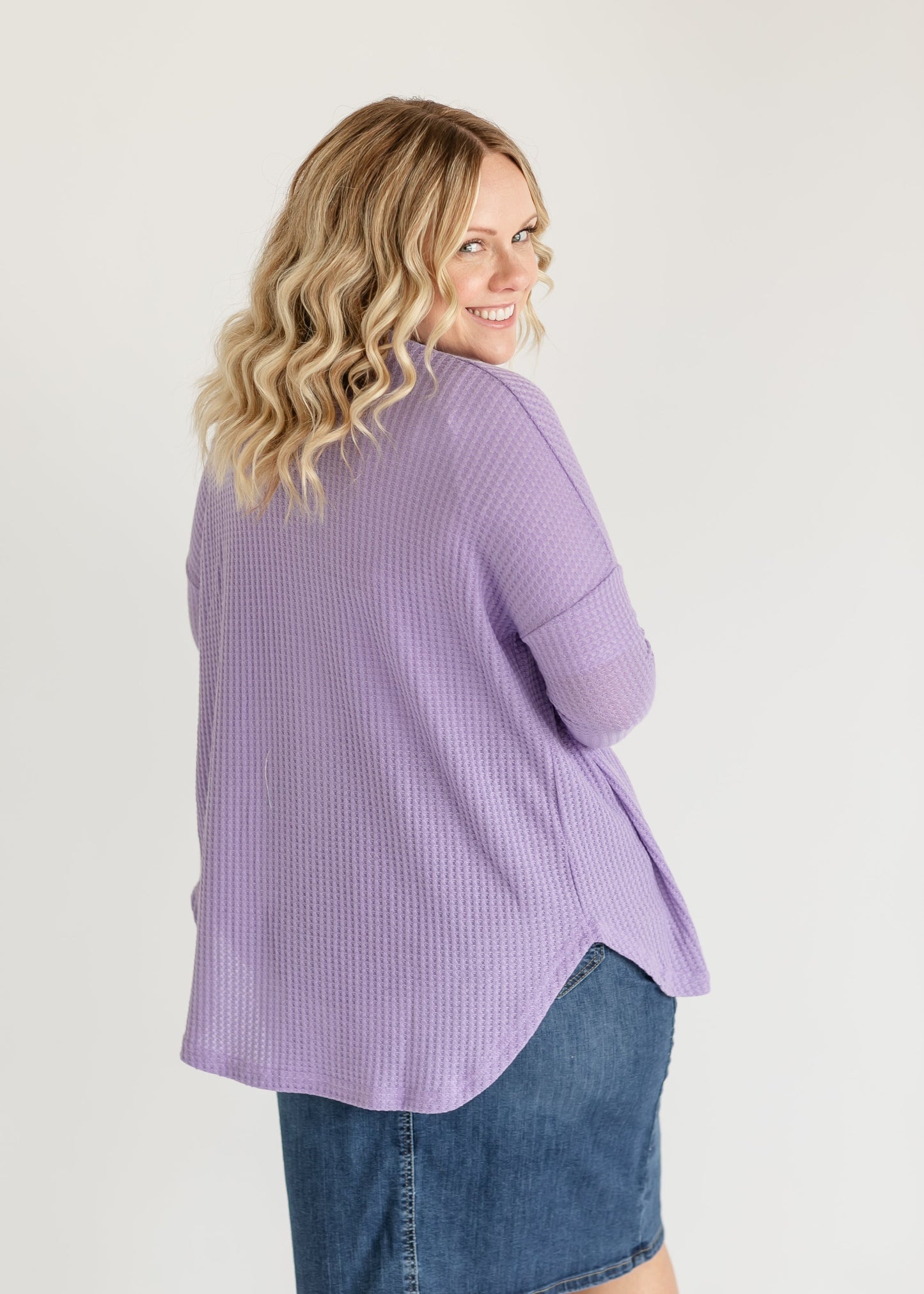 Renley Waffle Knit Button Up Top - FINAL SALE