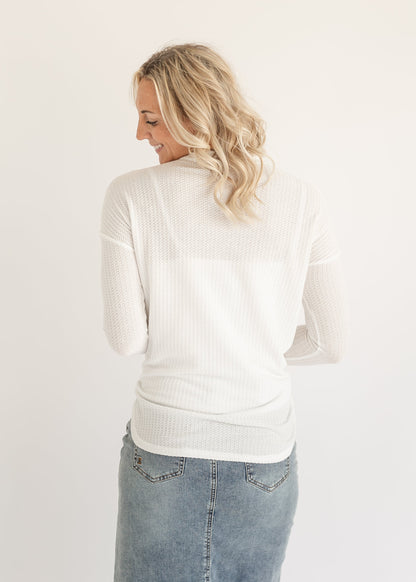 Renley Waffle Knit Button Up Top - FINAL SALE