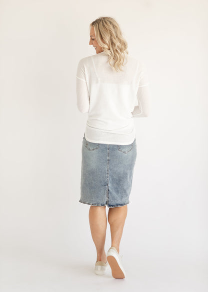 Renley Waffle Knit Button Up Top - FINAL SALE
