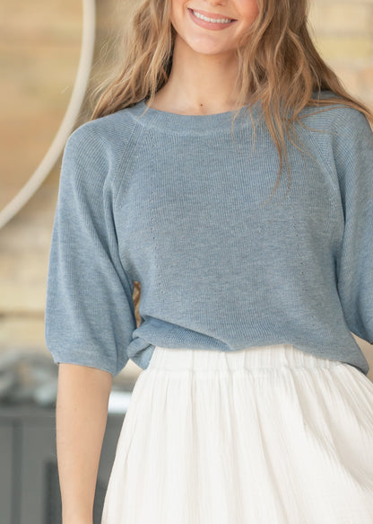 Ribbed Knit Boxy Tee