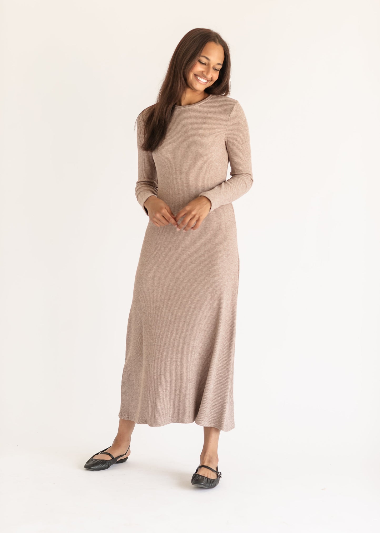 Ribbed Soft Knit Long Sleeve Dress - FINAL SALE