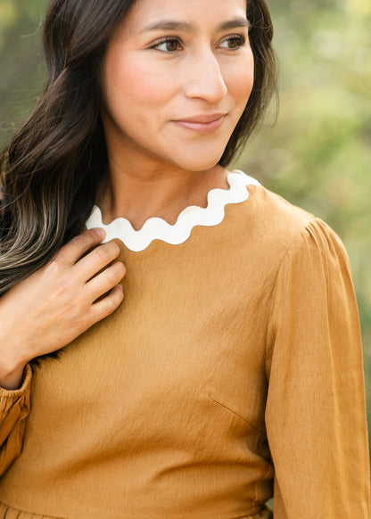 Ricrac Trim Peplum Long Sleeve Top - FINAL SALE