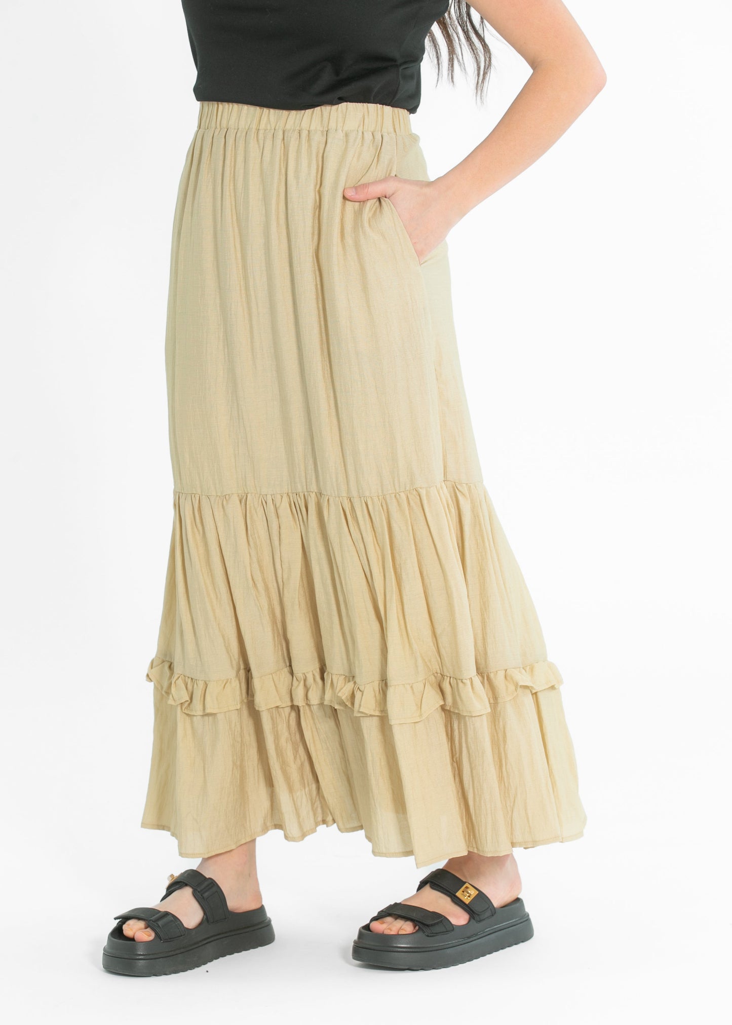 Ruffled Detail Midi Skirt - FINAL SALE