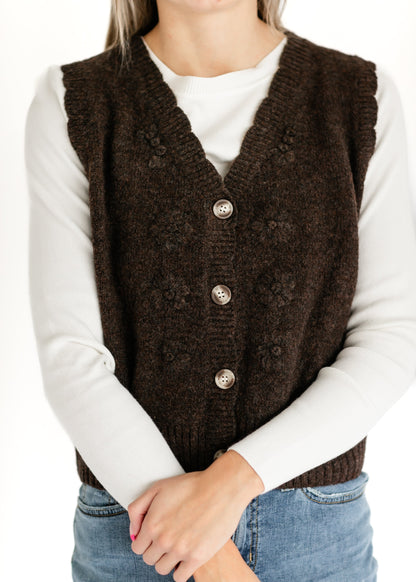Scallop Edge Button Up Knit Vest - FINAL SALE