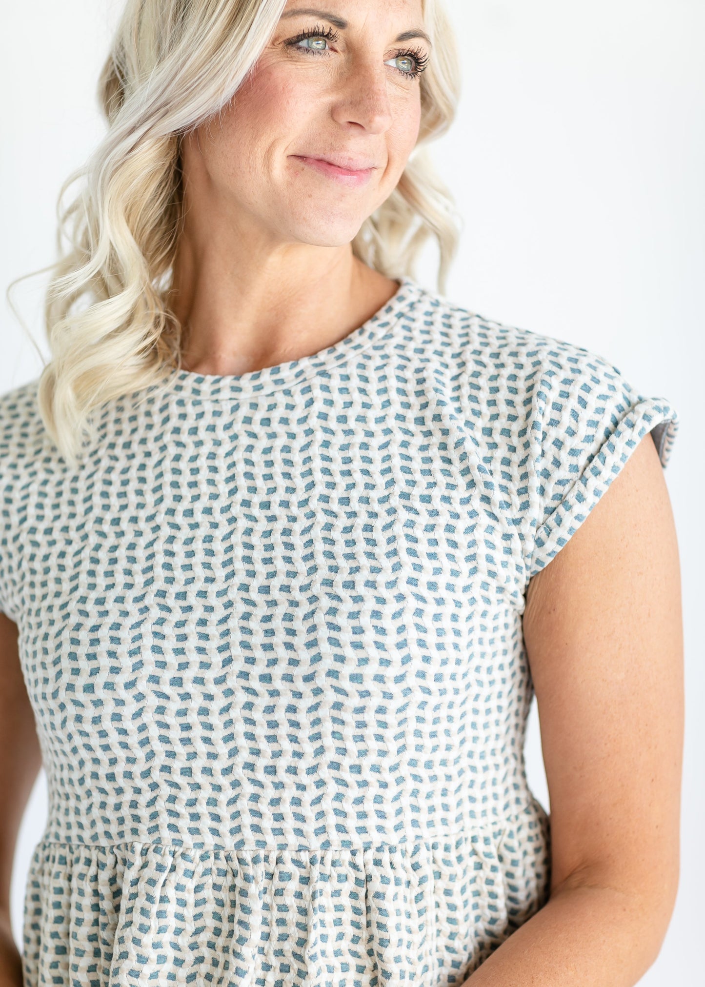 Short Sleeve Blue Peplum Top - FINAL SALE