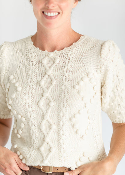 Short Sleeve Bubble Knit Sweater - FINAL SALE