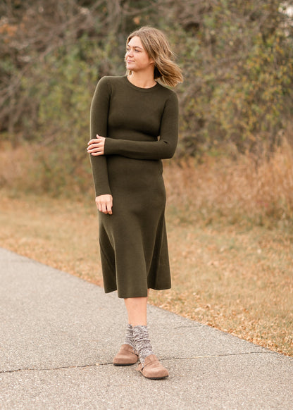 Soft Knit Long Sleeve Midi Dress - FINAL SALE