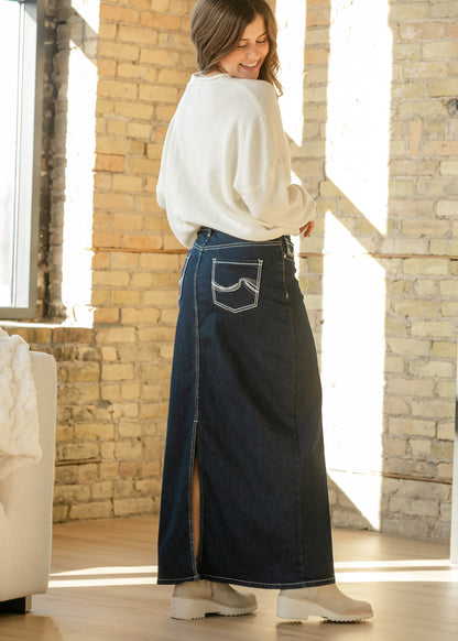 Stella Dark Wash Maxi Denim Skirt - FINAL SALE