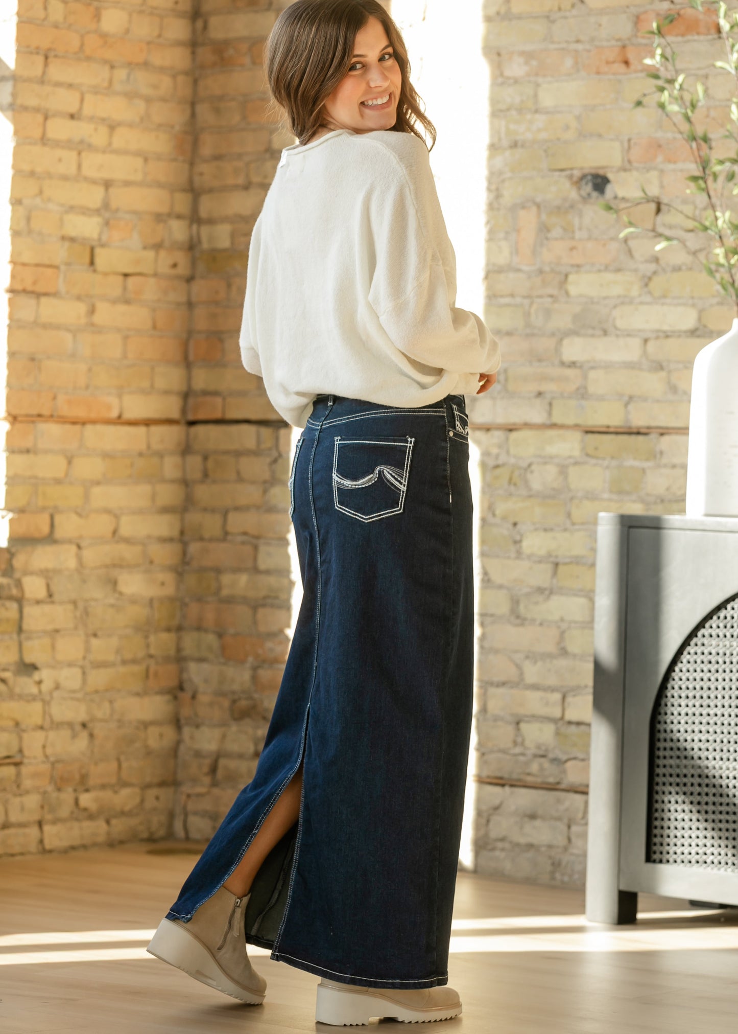 Stella Dark Wash Maxi Denim Skirt - FINAL SALE