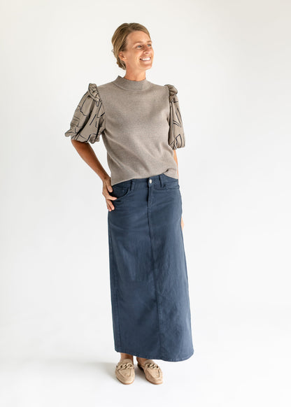 Stella Navy Denim Maxi Skirt - FINAL SALE