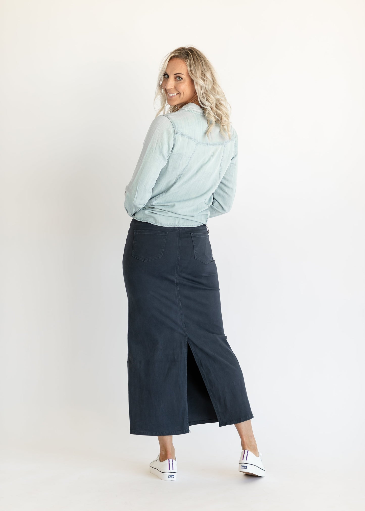 Stella Navy Denim Maxi Skirt - FINAL SALE