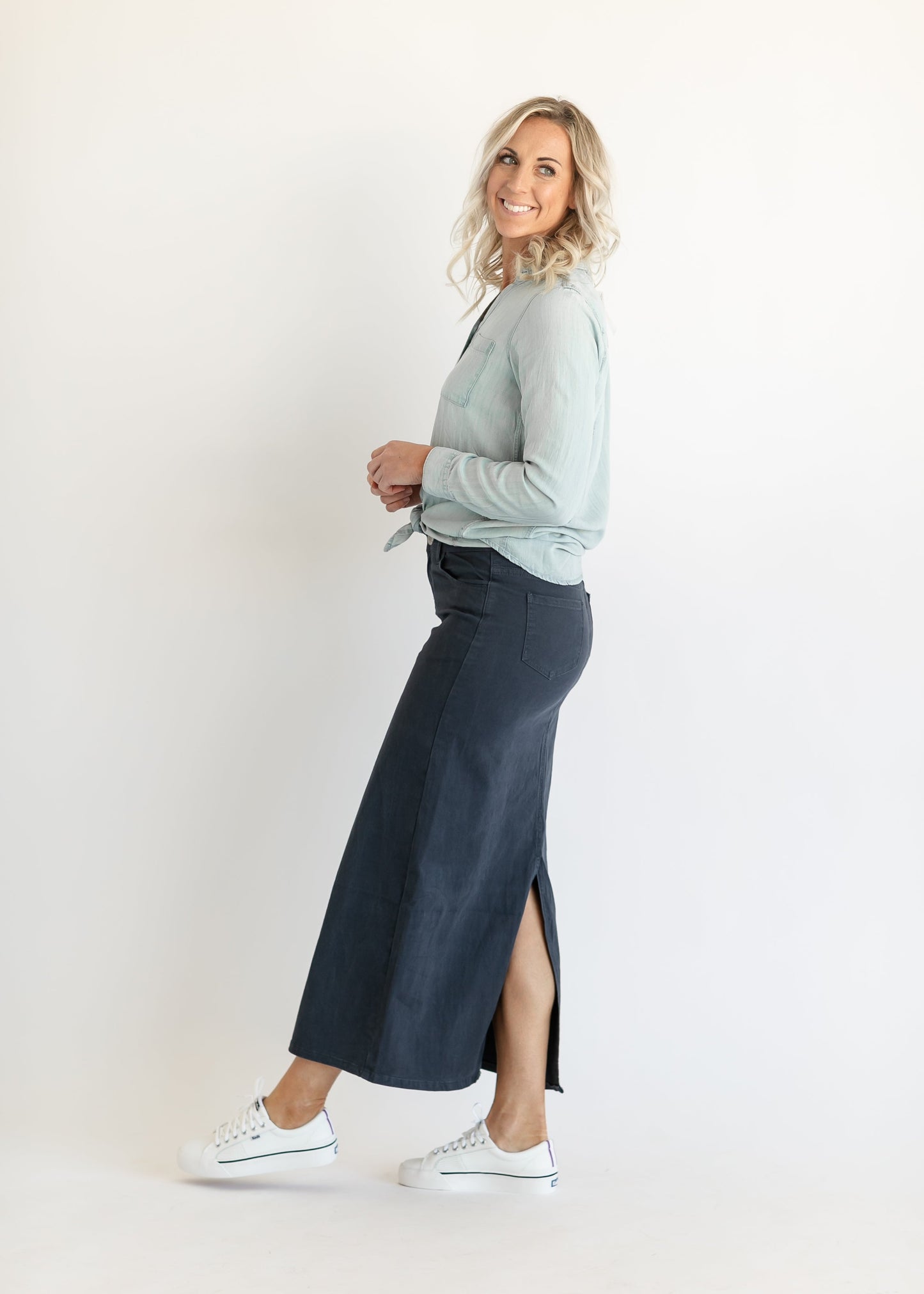 Stella Navy Denim Maxi Skirt - FINAL SALE