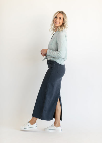 Stella Navy Denim Maxi Skirt - FINAL SALE
