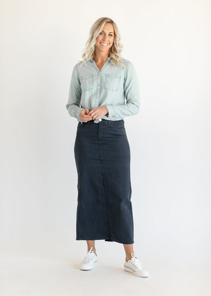 Stella Navy Denim Maxi Skirt - FINAL SALE