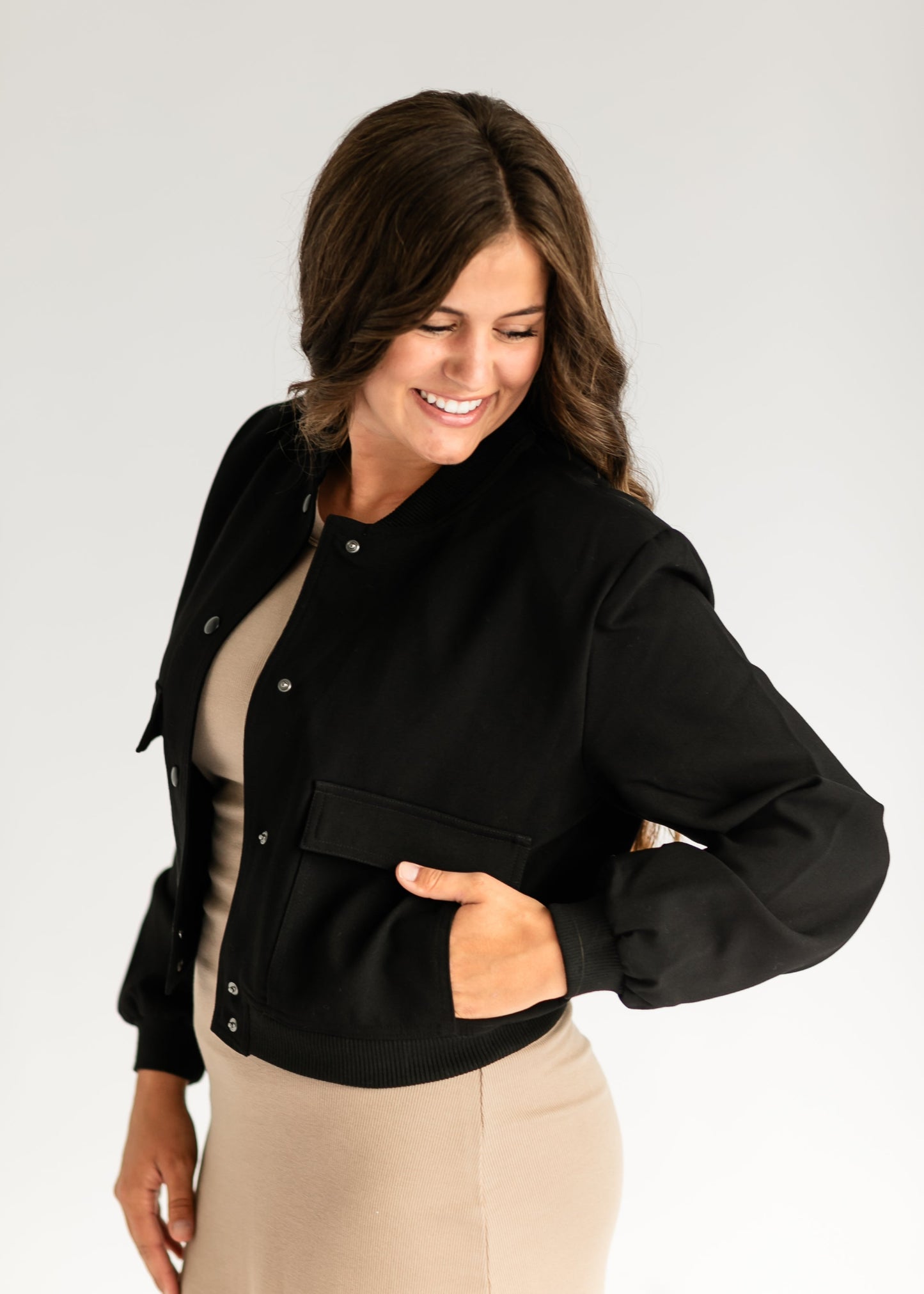 Steve Madden® Ardine Black Bomber Jacket - FINAL SALE