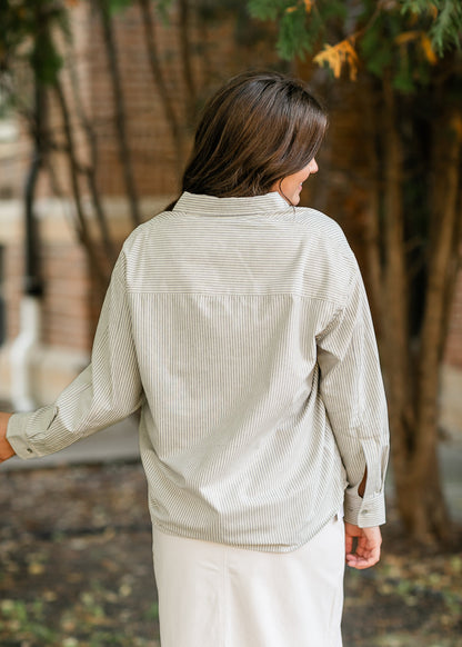 Striped Button Up Classic Top - FINAL SALE