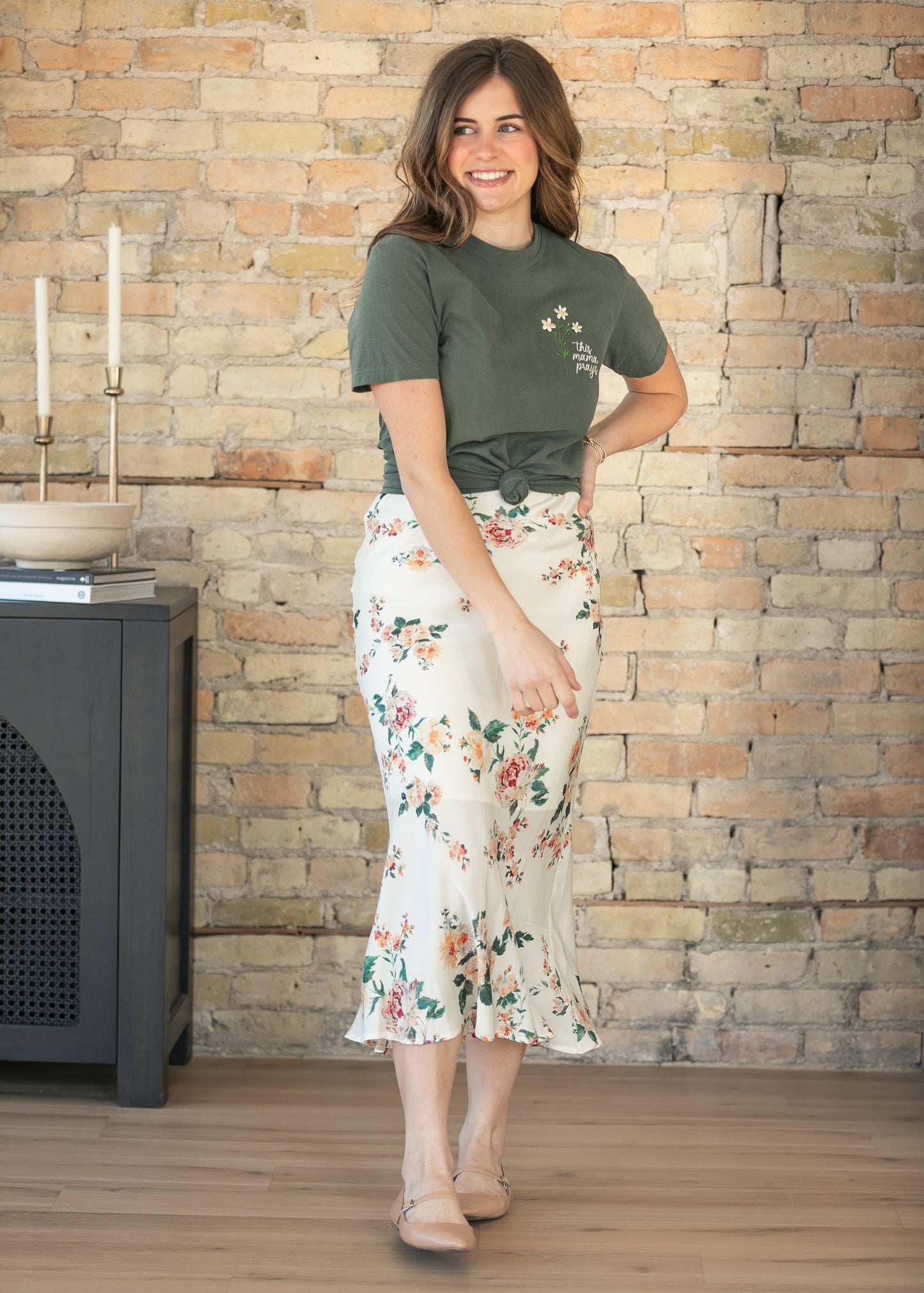This Mama Prays Daisy Embroidered Shirt