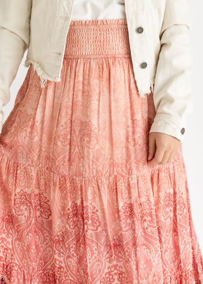 LIVERPOOL® Tiered Woven Smocked Waist Maxi Skirt - FINAL SALE